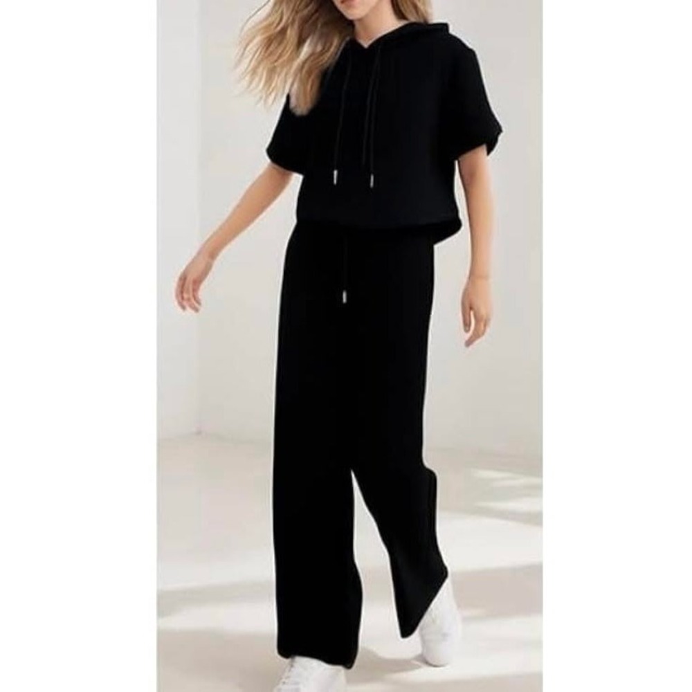 Sweatshirt 2 piece set for women, Long Pants, Short sleeve hoodies‎ sweatshirt